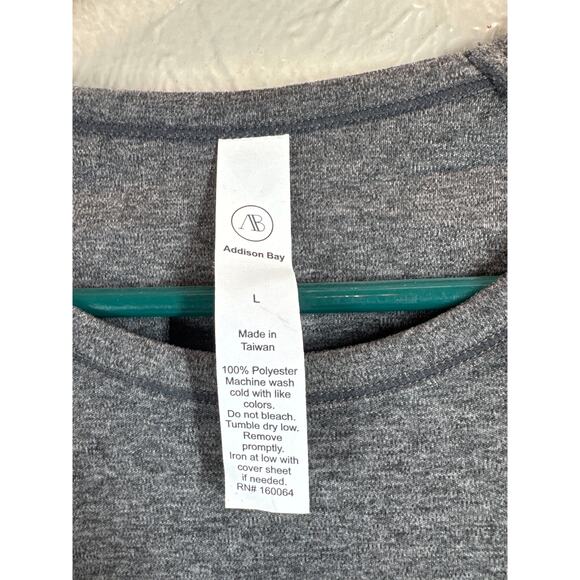 Addison Bay Womens Long Sleeve Thumb Holes Gray Athletic Style Shirt Size Large - Picture 2 of 5